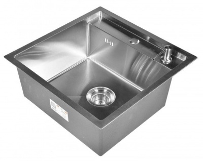 Мойка кухонная W35050/ W02/ WW405A сатин, с сифоном и дозатором Wisent