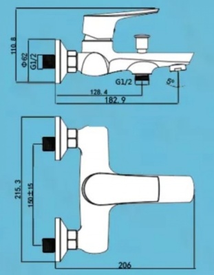 Смеситель для ванны и душа GRACE Nordline