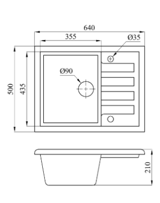 Мойка из искусственного камня, чёрный, Vega, BelEvors