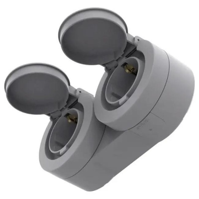 Розетка 2-ая xOne с заземлением серый Ovivo 406-240000-924