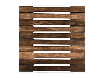 Коврик деревянный, обожжённая липа рейка, 34х34 см, Банные штучки 33575
