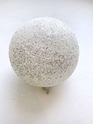 Шар ёлочный парча 8см белый GreenTerra ВН18