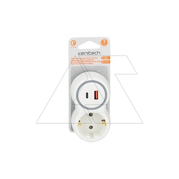 Разветвитель 1 гнездо с заземлением Zenitech 191903