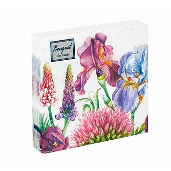 Салфетки бумажные Декоративные ирисы 24x24 см Bouquet de Luxe 25 шт