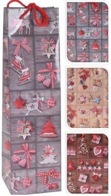 Пакет подарочный бумажный для бутылки 10х35х10 см, ABD810450