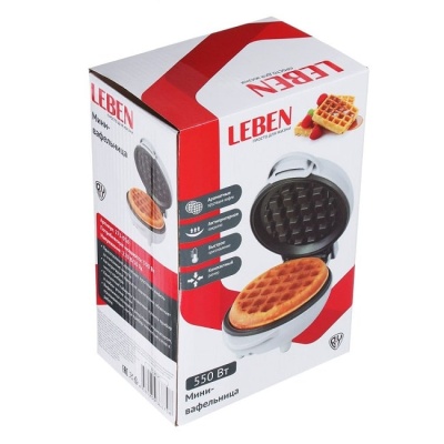 Мини-вафельница LEBEN 550 Вт