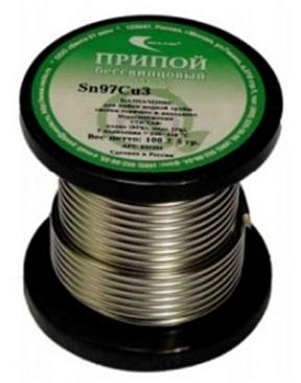 Припой Sn97Cu3 (бессвинцовый) катушка 1 мм (100г) Векта