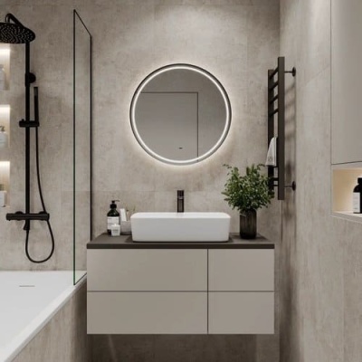 Зеркало Tior Black Led 60х60 см Континент с бесконтактным сенсором