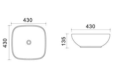 Умывальник накладной 430x430x135 мм AZ-41288 AZARIO