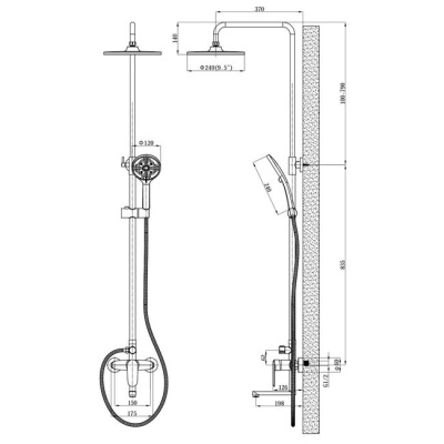 Душевая система со смесителем Lagos Gun Meta ESKO ST205LGGM