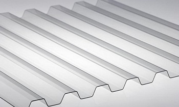 Кровельный монолитный поликарбонат 0,8 мм трапеция (прозрачный) 