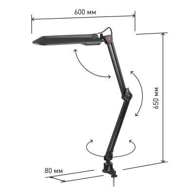 Светильник настольный на струбцине черный, ЭРА NL-201-G23-11W-BK