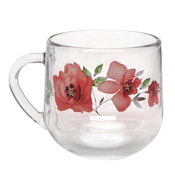 Кружка стеклянная Грамине. Акварельные цветы 300 мл Belbohemia 18с2022-50 ДЗ АкваЦветы