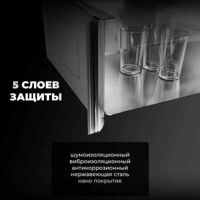 Мойка кухонная WGS-35050BD графит, с сифоном, коландером и дозатором, Wisent