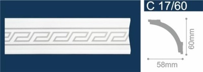 Потолочный плинтус Салоники Серебро C 17/60 Солид Потолочный плинтус Салоники Серебро C 17/60 Солид