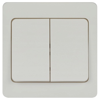 Выключатель 2-клавишный 10А-250В белый, Intro Style 7-104-01