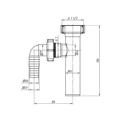 Отвод для стиральной машины 1 1/2'' х 32 мм АНИ Пласт M120