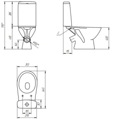 Унитаз-компакт FLAVIS 031 3/6 DPL EO slim напольный Cersanit