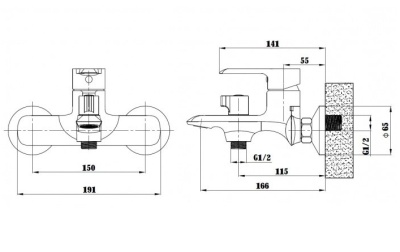 Смеситель для ванны и душа Sorrento SR 54 ESKO
