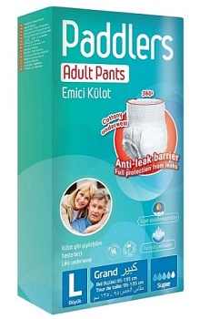 Подгузники-трусики для взрослых Adult Pants Large-30, 95-135 см (30 шт), Paddlers