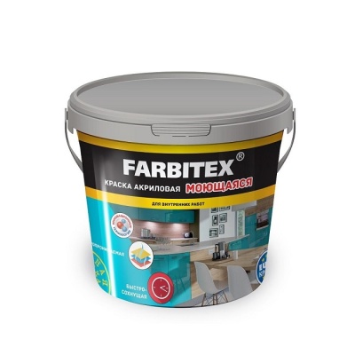 Краска акриловая моющаяся FARBITEX белая