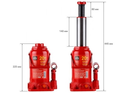 Домкрат гидравлический 20т, бутылочный, 225-445 мм, STARTUL AUTO ST8018-20