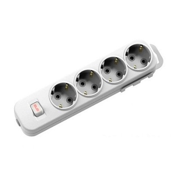 Колодка с заземлением и выключателем 4 гнезда белая 527-010200-402 Myra EL-BI