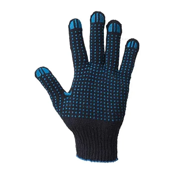 Перчатки х/б 10-й класс 5-х нитка с ПВХ черные ПРАКТИК 652407