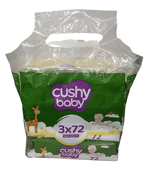 Салфетки влажные детские Cushy Baby 72 шт, мультипак 3 шт