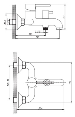Смеситель для ванны и душа Single SG 54 VODA
