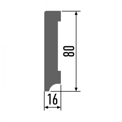 Плинтус напольный деревянный, белый снег 2400х80х16 мм, КТМ
