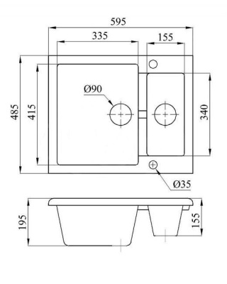 Мойка из искусственного камня, грэй, DUET, BelEvors