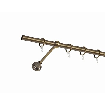 Карниз однорядный, гладкая труба 16 мм L3,0м, золото антик