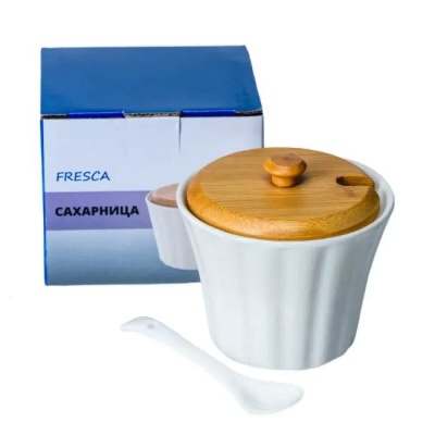 Сахарница с ложкой фарфор-бамбук 250 мл Belbohemia PJ01545-A