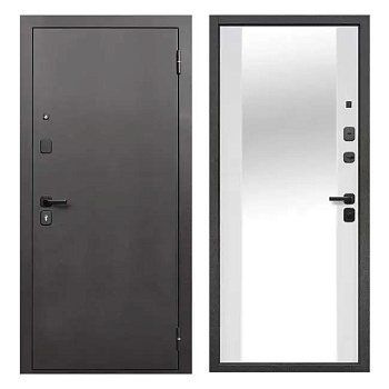 Дверь входная металлическая Зеркало 860 R Guard антик серебро/белый матовый