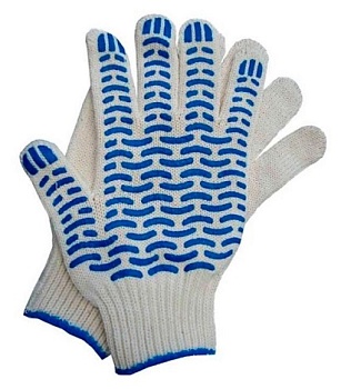 Перчатки х/б 10-й класс 5-х нитка с ПВХ волна 116, 651903
