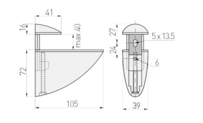Полкодержатель GTV PELIKAN 12 хром AKS