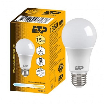 Лампа светодиодная 15W A70 Е27 4000К ETP