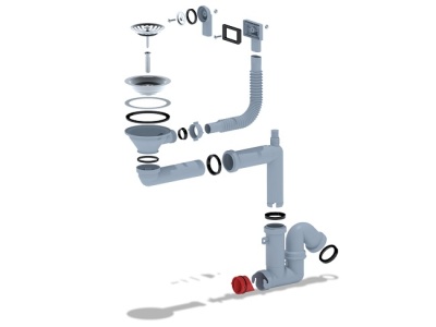 Сифон F серия 3 1/2"x40 смещенный , с отводом для стиральной машины, Ани Пласт F5345S