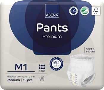 Подгузники-трусики для взрослых Pants M1 Premium 80-110 см (15 шт), Abena