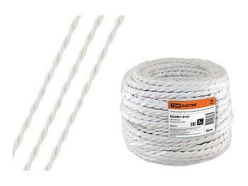 Провод ретро витой 2x2.5 белый, TDM SQ2801-0102