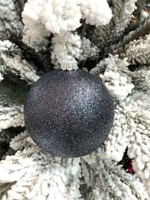 Шар ёлочный парча 8см черный GreenTerra В29