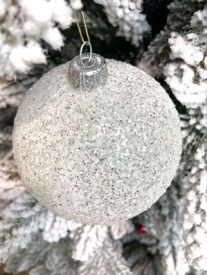 Шар ёлочный парча 8см белый GreenTerra ВН18