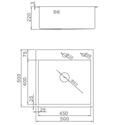 Мойка кухонная PROMO WGS35050+GER013+WW405A с сифоном и дозатором Wisent