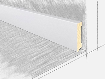 Плинтус напольный деревянный, белый снег 2400х80х16 мм, КТМ