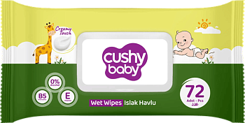 Салфетки влажные детские Cushy Baby 72 шт