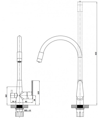 Смеситель для кухни CL 03 B Coral ESKO с подключением к фильтру