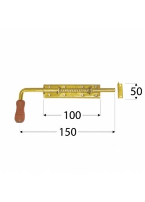 Задвижка гаражная пружинная с деревянной ручкой WSP 150 150x50 мм, Domax