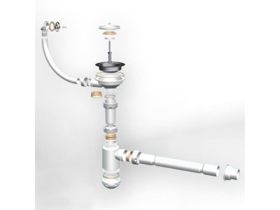 Сифон для мойки ЭКОНОМ d 3 1/2" с круглым переливом и винтом GRAND