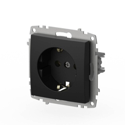 Розетка 1-ая Zena-Vega вантаблэк с заземлением EL-BI 609-014800-215